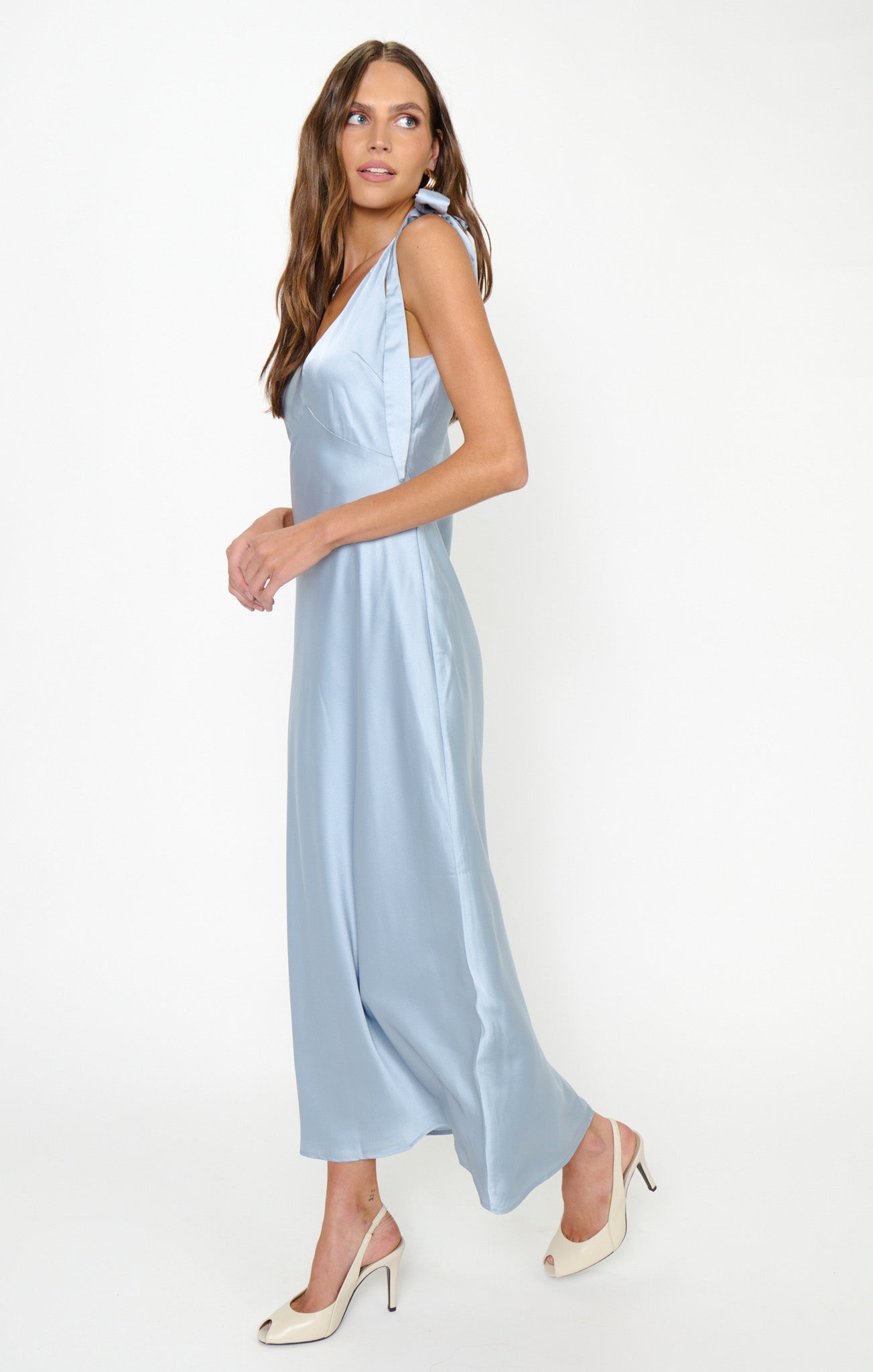 Emma Midi Dress, in Steel Blue Luxe Satin, Size: Small | Show Me Your Mumu | Bridesmaid Dresses & Wedding Attendee Dress Emma Midi Dress, in Steel Blue Luxe Satin, Size: Small | Show Me Your Mumu | Bridesmaid Dresses & Wedding Attendee Dress
