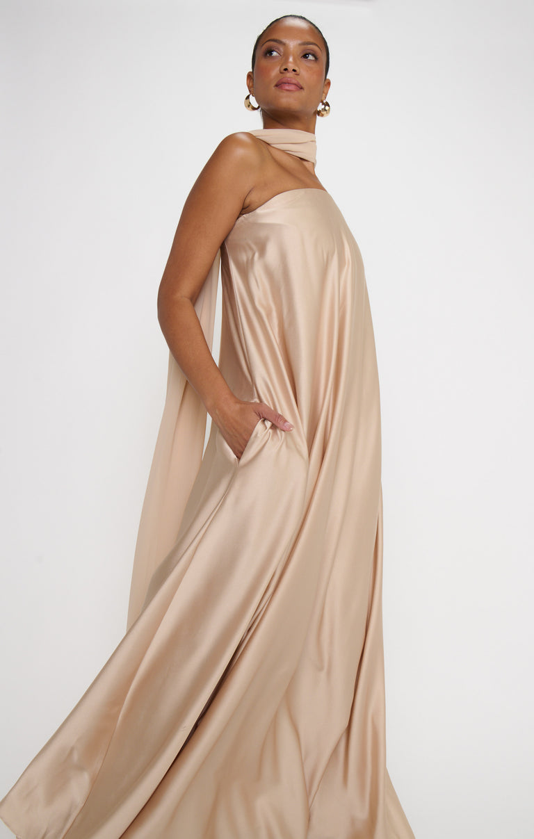 tinsley dress in beige majorelle MAJORELLE Tinsley Dress in Beige
