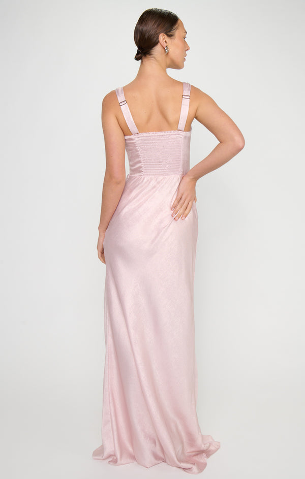 open lace back dress Lana Maxi Dress, in Powder Pink Chrome, Size: Large | Show Me Your Mumu