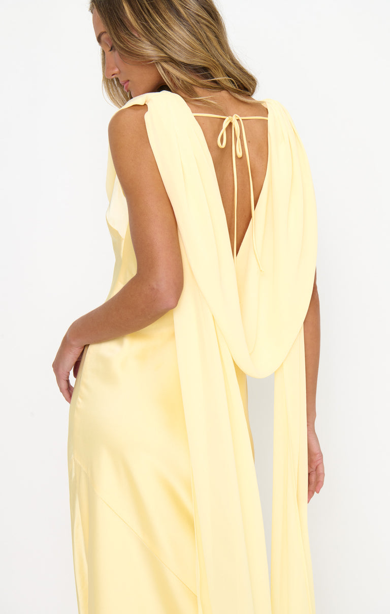 show me your mumu yellow dress Maya Maxi Dress, in Pale Yellow Luxe Satin, Size: Small | Show Me Your Mumu