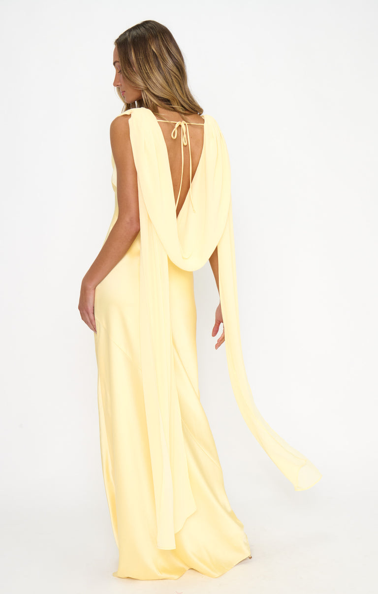 knee length dresses for ladies Maiah Yellow Maxi Dress