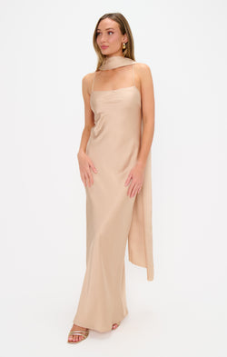 Lana Maxi Dress ~ Black Luxe Satin