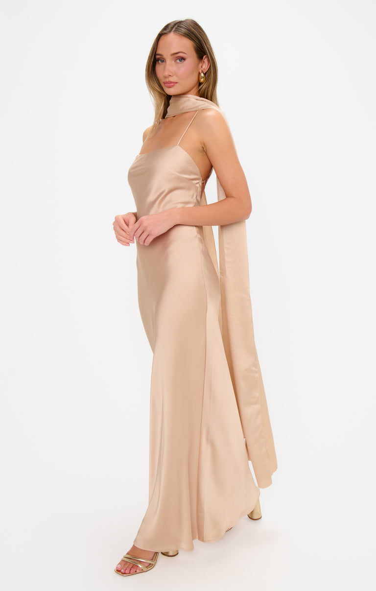 Soiree Shawl, in Champagne Luxe Satin | Show Me Your Mumu