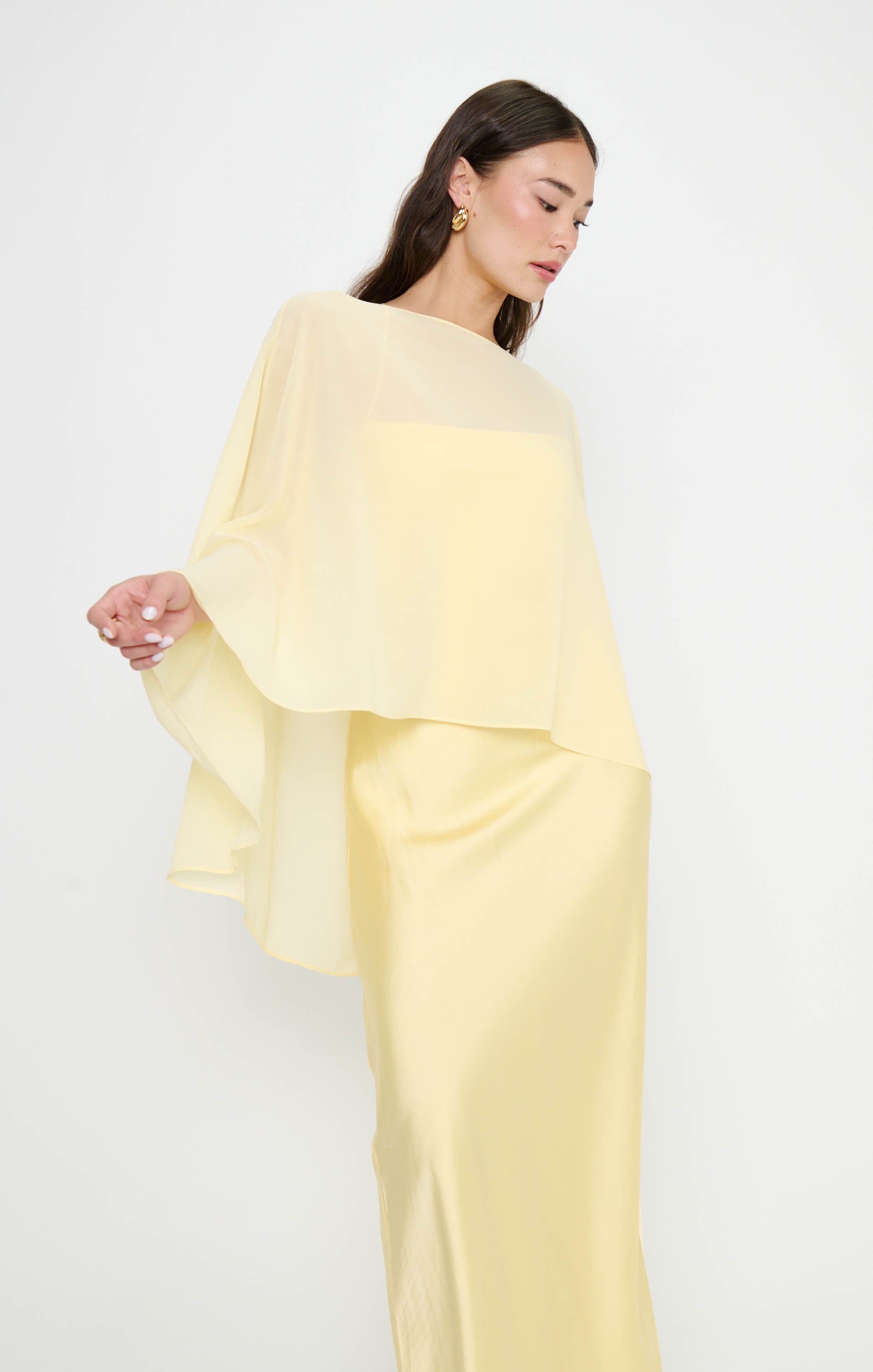 Cherish Cape, in Pale Yellow Chiffon, Size: XL/XXL | Show Me Your Mumu