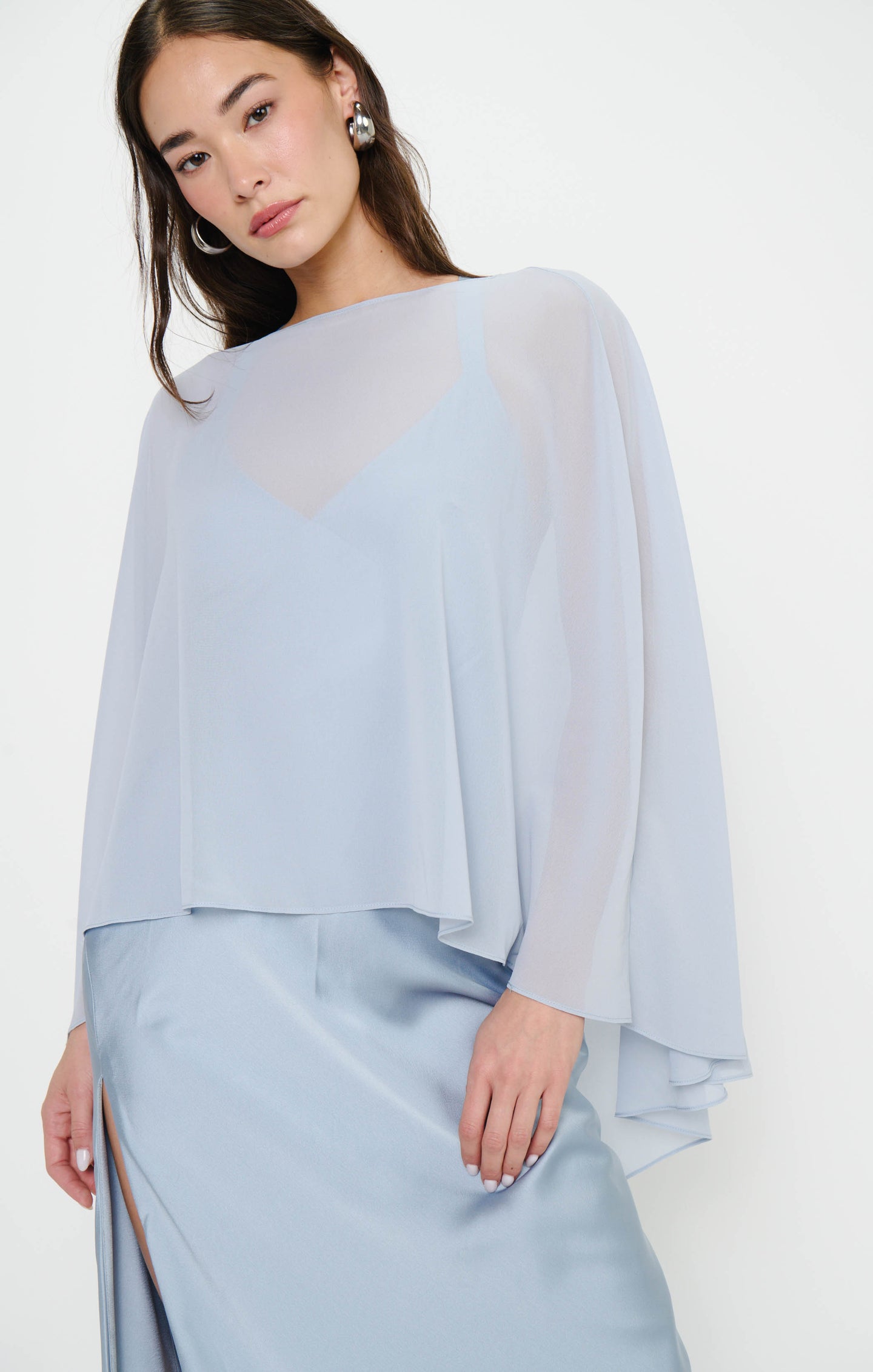 Show Me Your Mumu Cherish Cape ~ Steel Blue Chiffon