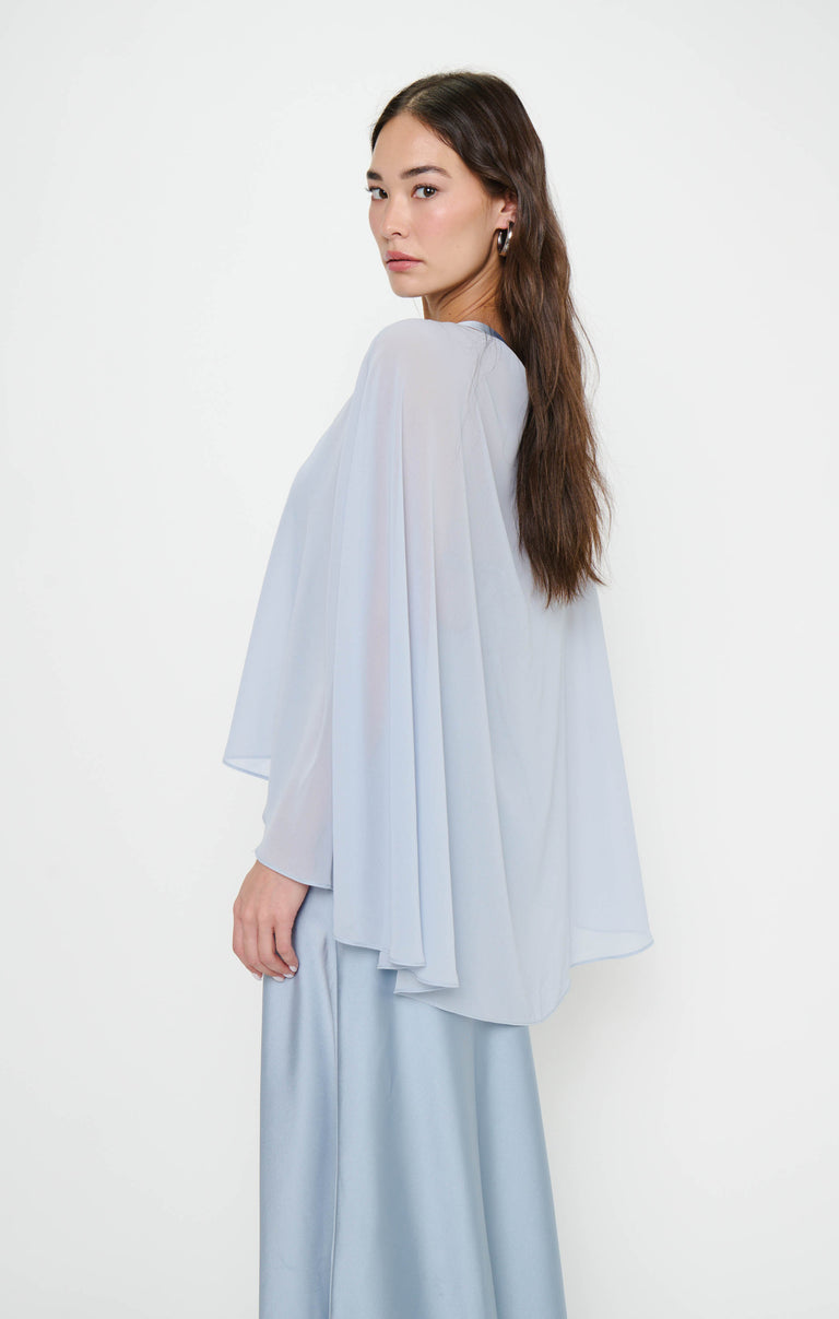 Cherish Cape, in Steel Blue Chiffon