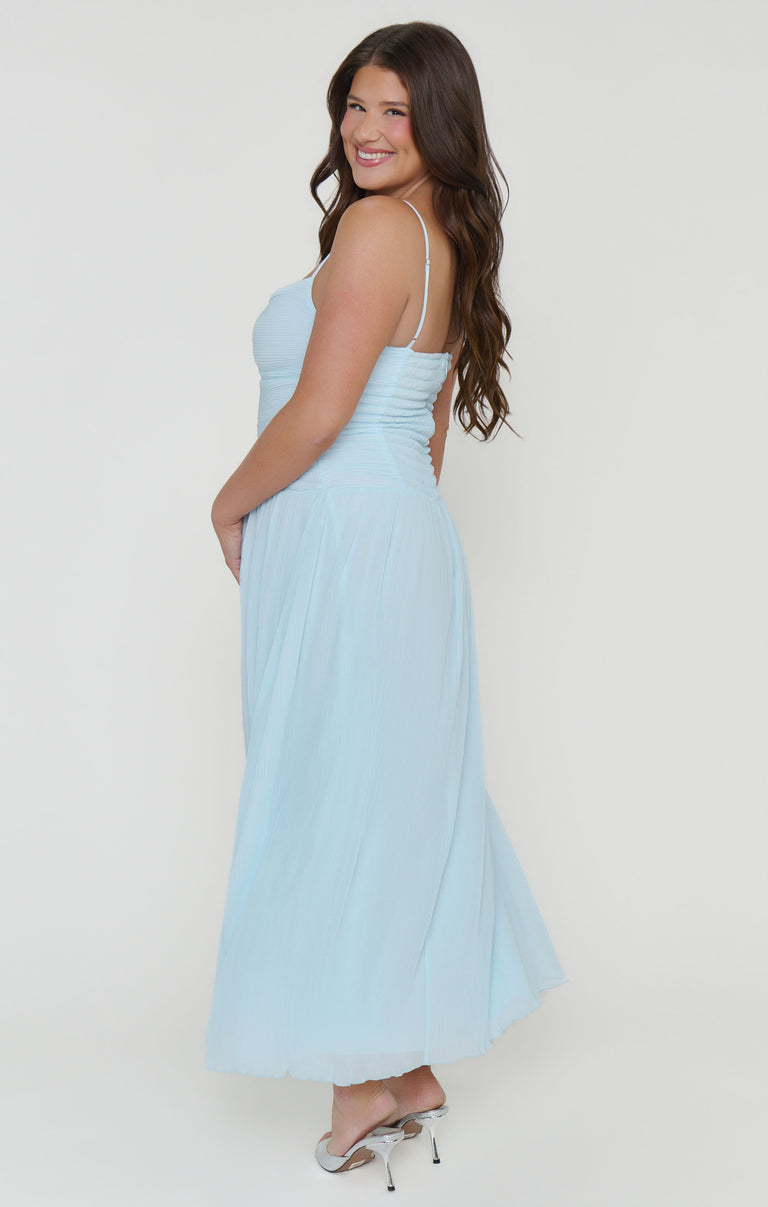 Camille Midi Dress, in Ice Blue, Size: 2X | Show Me Your Mumu Camille Midi Dress, in Ice Blue, Size: 2X | Show Me Your Mumu