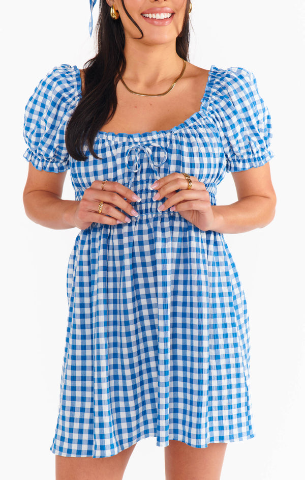 Esme Mini Dress ~ Blue Bounty Gingham – Show Me Your Mumu