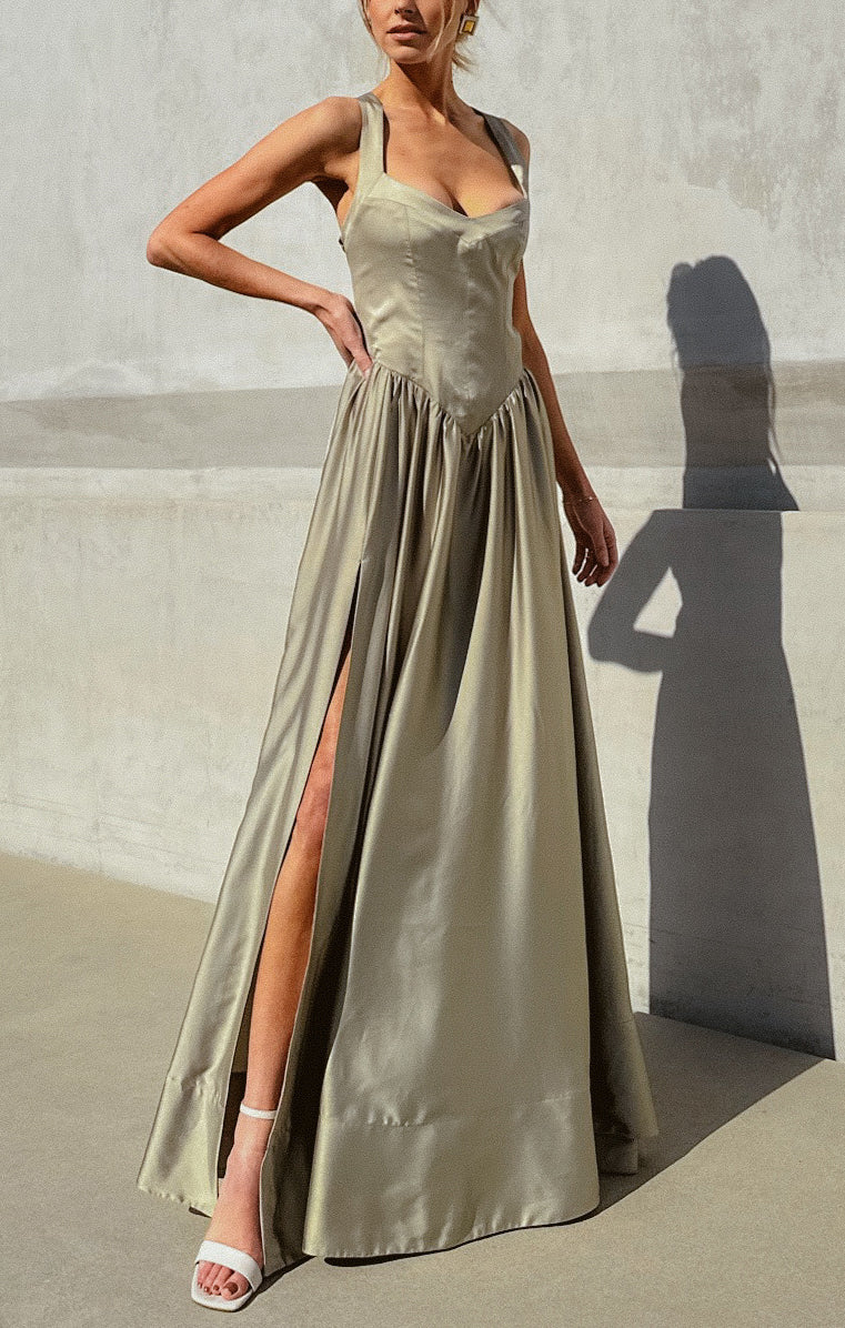 Abigail Maxi Dress, in Moss Green Luxe Satin, Size: Medium | Show Me Your Mumu | Bridesmaid Dresses & Wedding Attendee Dress Abigail Maxi Dress, in Moss Green Luxe Satin, Size: Medium | Show Me Your Mumu | Bridesmaid Dresses & Wedding Attendee Dress