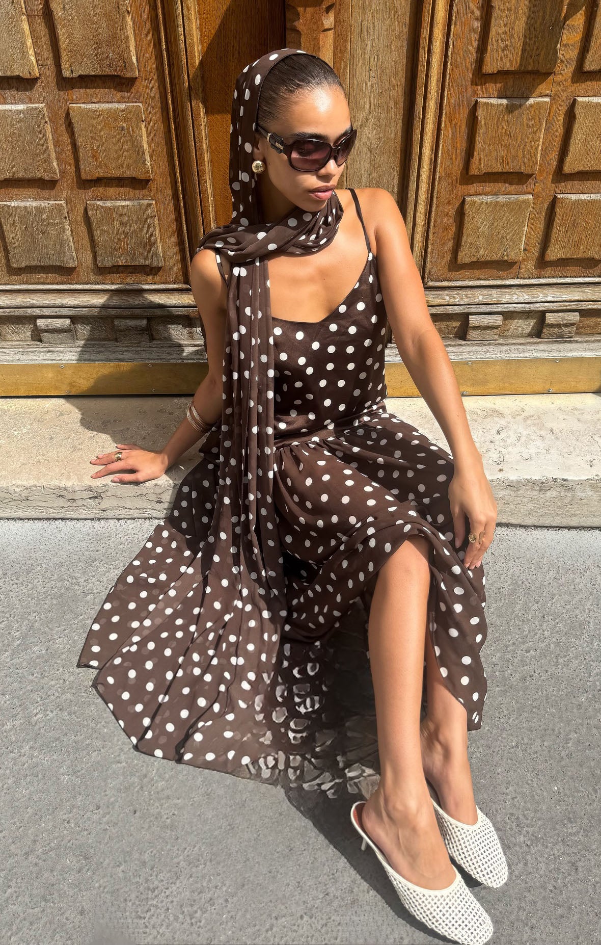 maxi brown polka dot dress Dalia Maxi Dress, in Chocolate Brown Polka Dot, Size: 2XL | Show Me Your Mumu