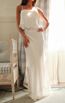 Sydney Maxi Skirt ~ Ivory Luxe Satin