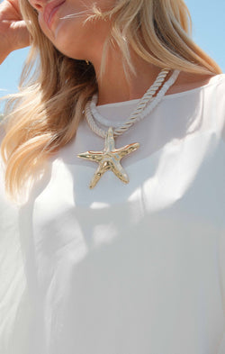 Starfish Rope Necklace ~ Gold