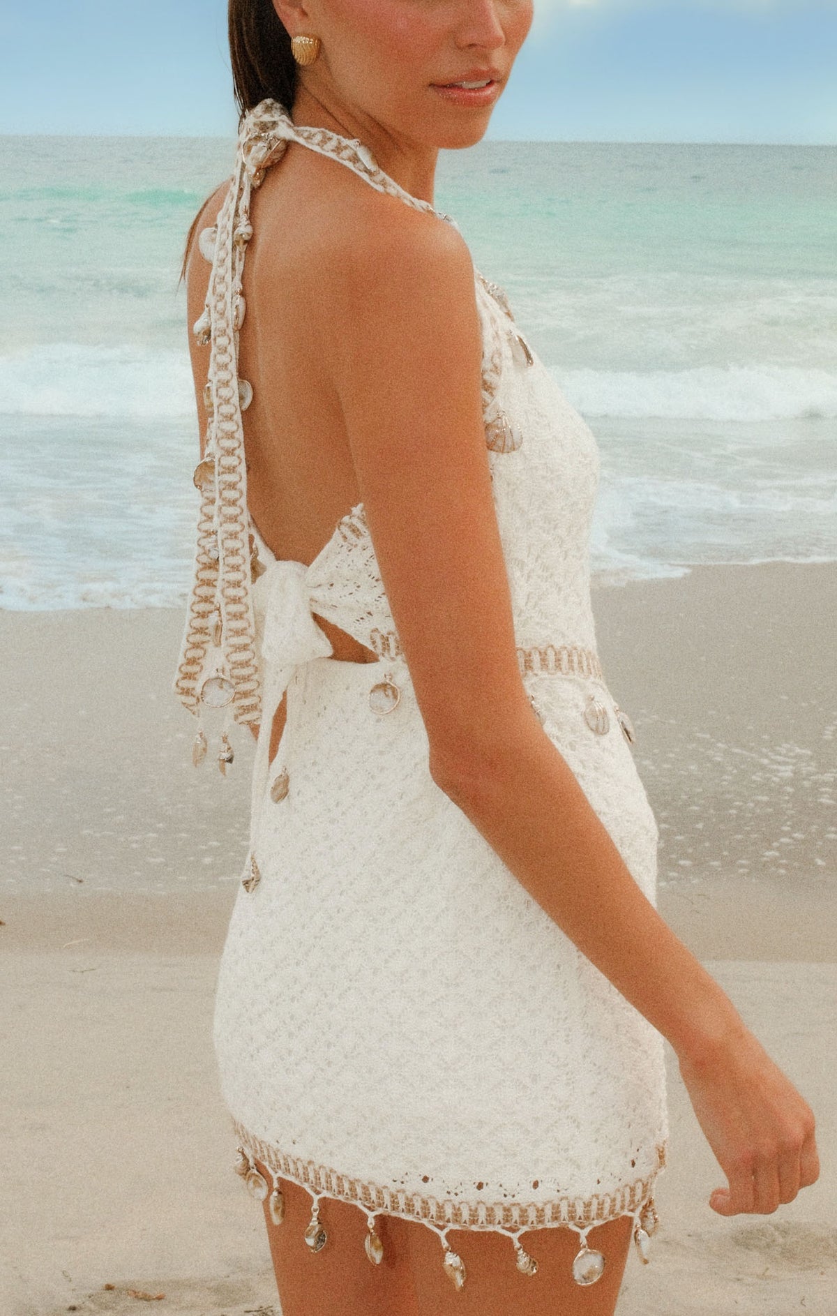 show me your mumu crochet dress Beachside Mini Dress, in White Shell Size:1X (16-18) Toss it on with NOVFLASH Black And White Mother