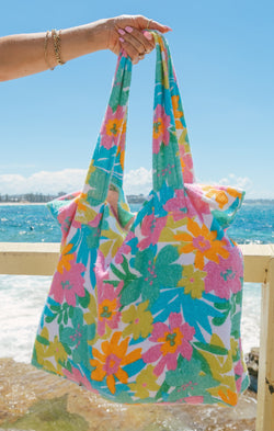 Carry All Tote ~ Beachy Floral Terry