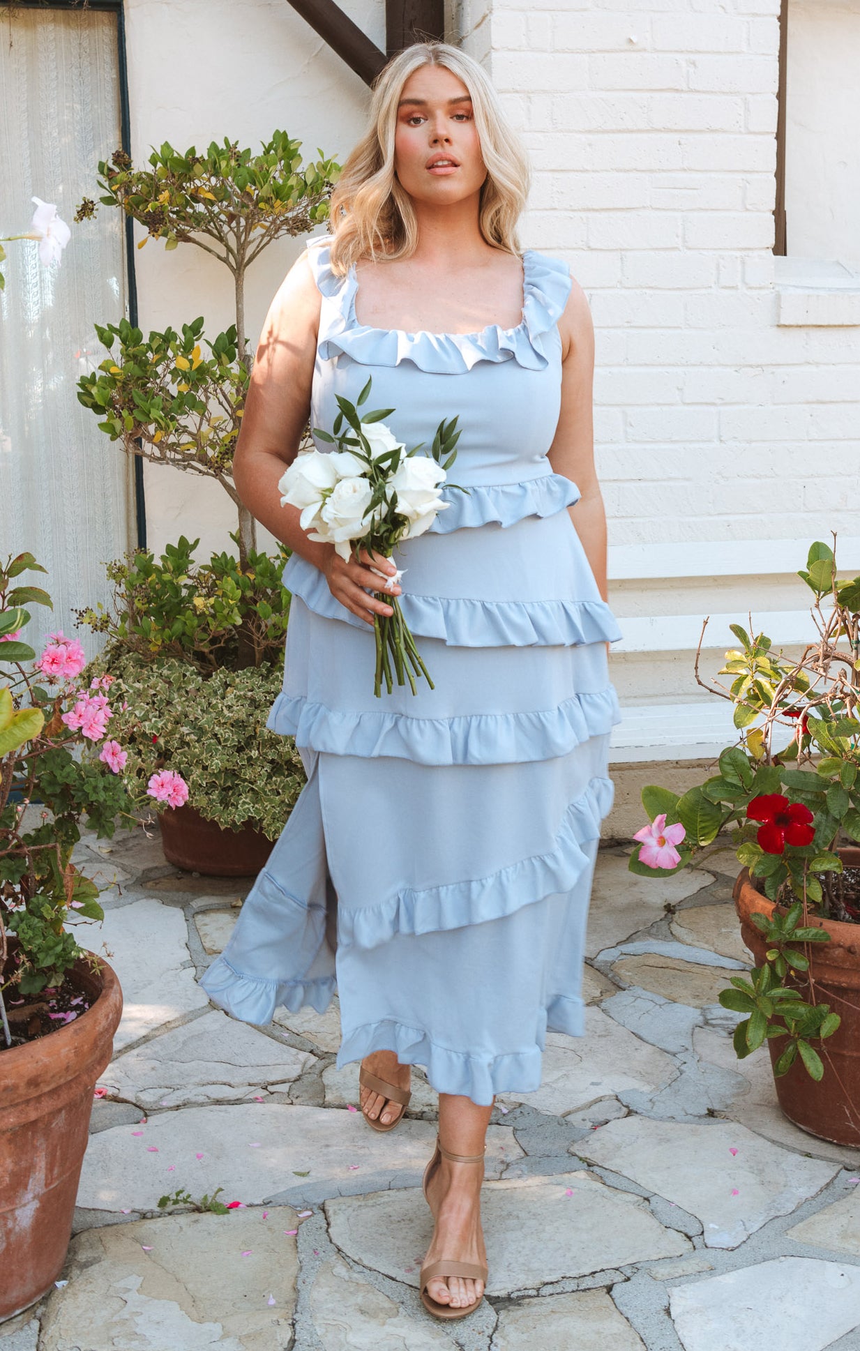 Greta Dress, in Steel Blue Stretch, Size: 3X | Show Me Your Mumu