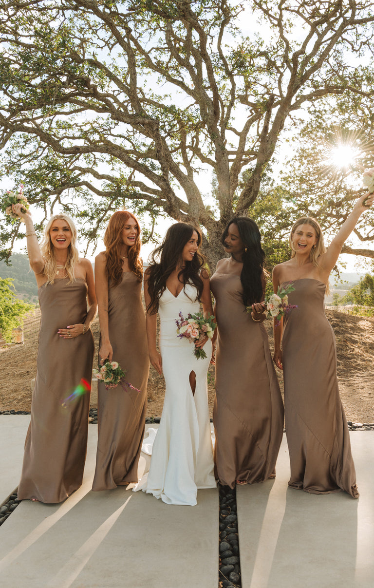 Taylor Tube Maxi Dress ~ Dune Luxe Satin Show Me Your Mumu Taylor Tube Maxi Dress ~ Dune Luxe Satin Show Me Your Mumu