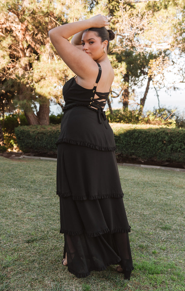 Lady Corset Dress, in Black Chiffon | Show Me Your Mumu