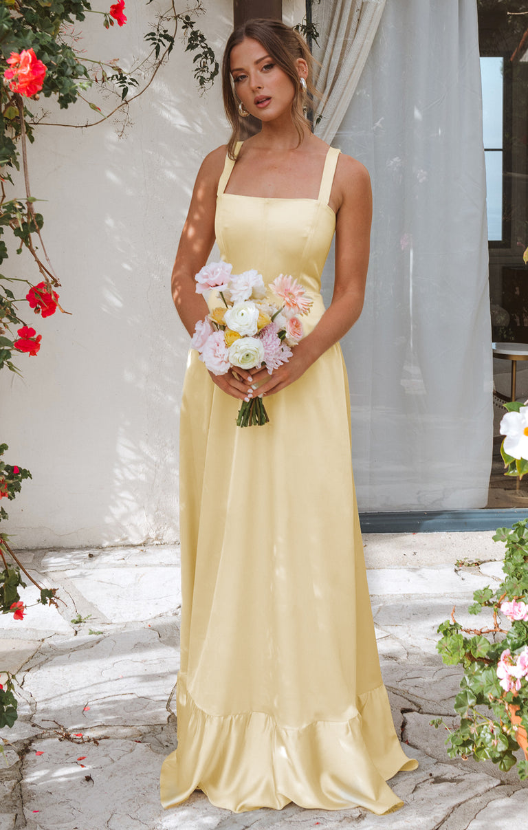 clarissa corset dress Clarissa Corset Dress, in Champagne Luxe Satin, Size: XL | Show Me Your Mumu
