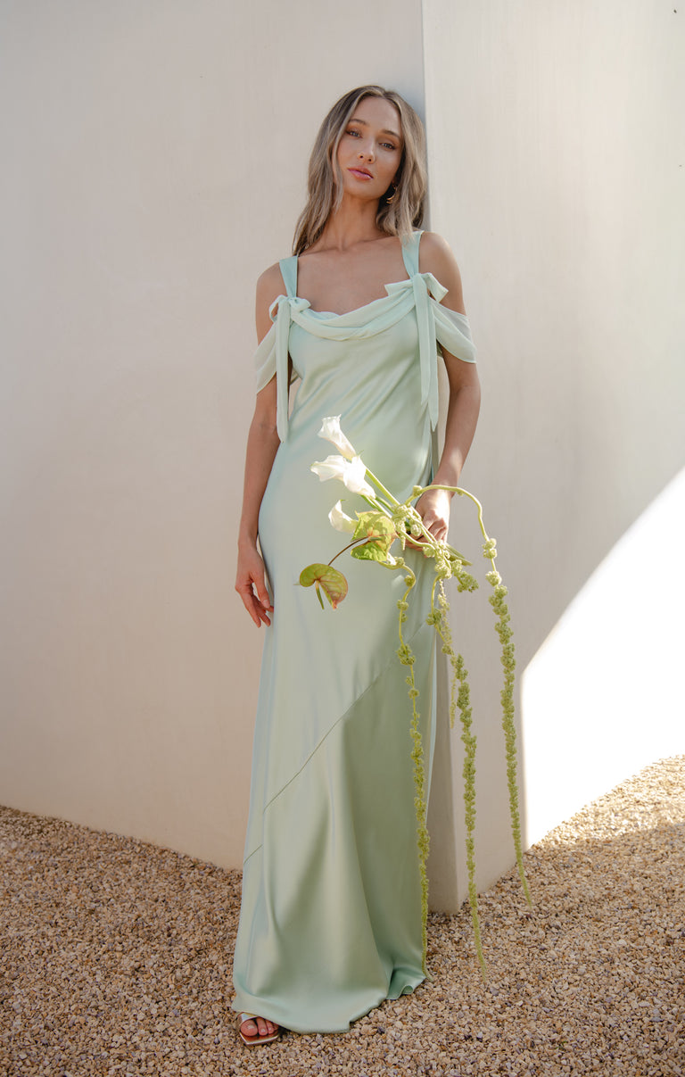 Bella Maxi Dress, in Pistachio Luxe Satin, Size: XL | Show Me Your Mumu | Bridesmaid Dresses & Wedding Attendee Dress Bella Maxi Dress, in Pistachio Luxe Satin, Size: XL | Show Me Your Mumu | Bridesmaid Dresses & Wedding Attendee Dress