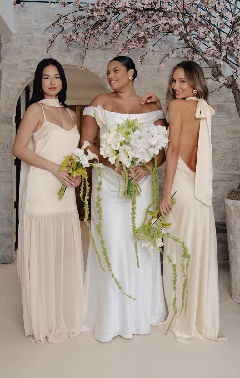 Lisa Maxi Dress ~ Ivory Luxe Satin