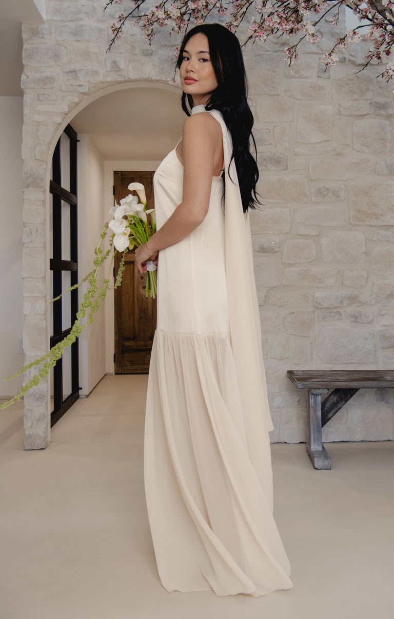 Dalia Maxi Dress, in Buttercream Luxe Satin