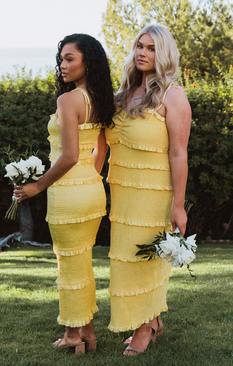 Stella Smocked Dress ~ Yellow Luxe Satin – Show Me Your Mumu Stella Smocked Dress ~ Yellow Luxe Satin – Show Me Your Mumu