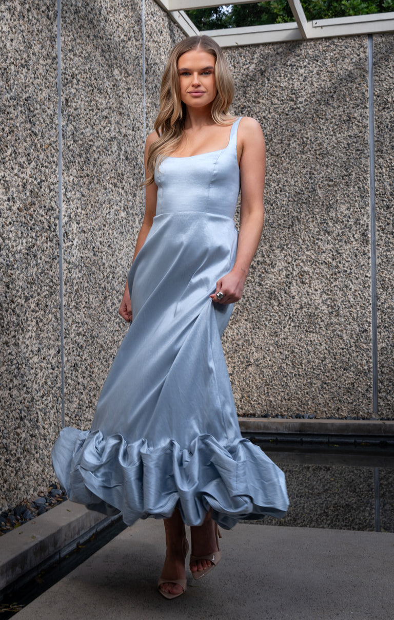 Rebecca Midi Dress, in Steel Blue Taffeta, Size: XS | Show Me Your Mumu