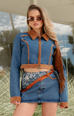 Dawson Jacket ~ Indigo with Faux Suede