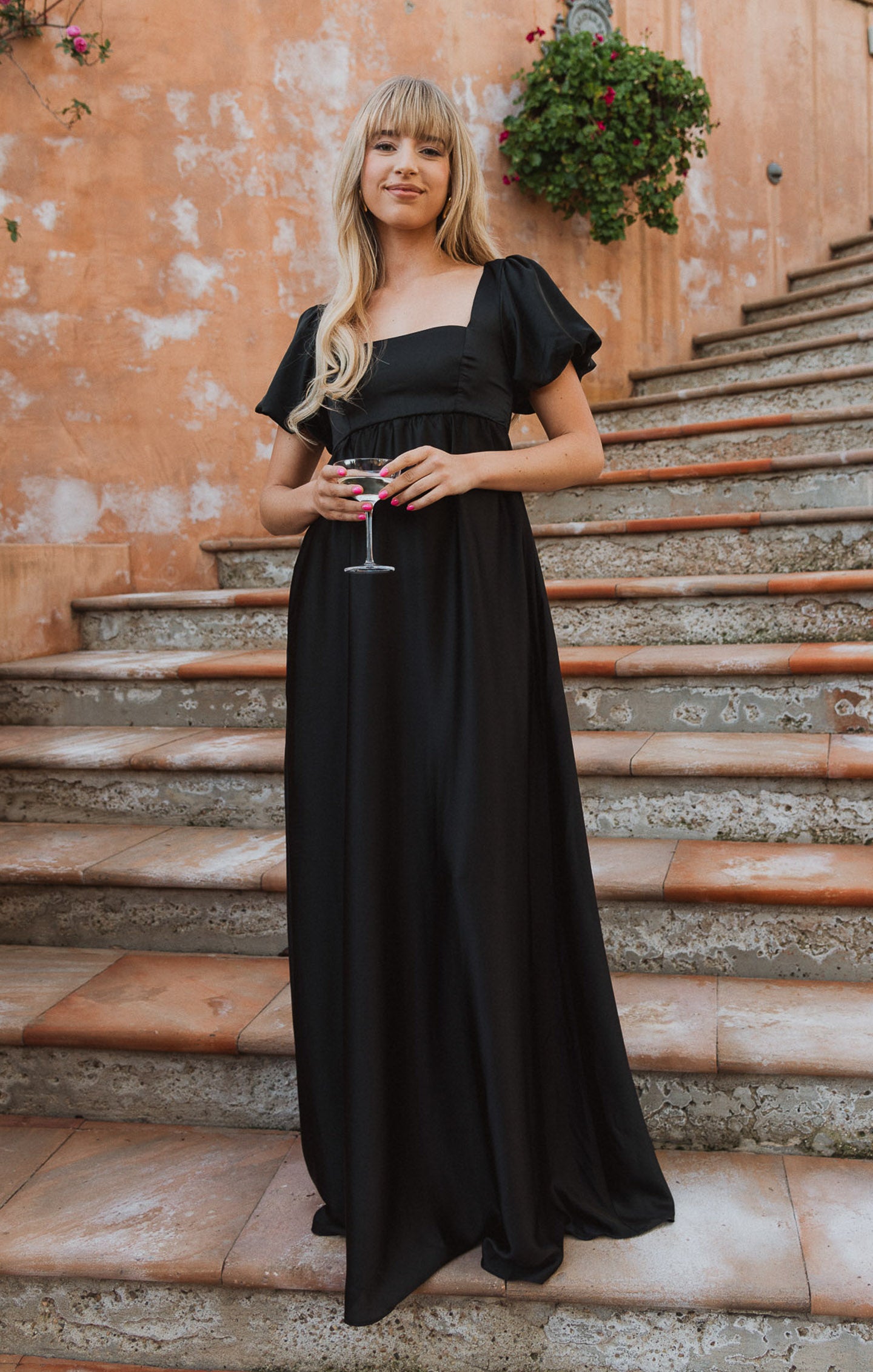 Nora Maxi Dress ~ Black Luxe Satin