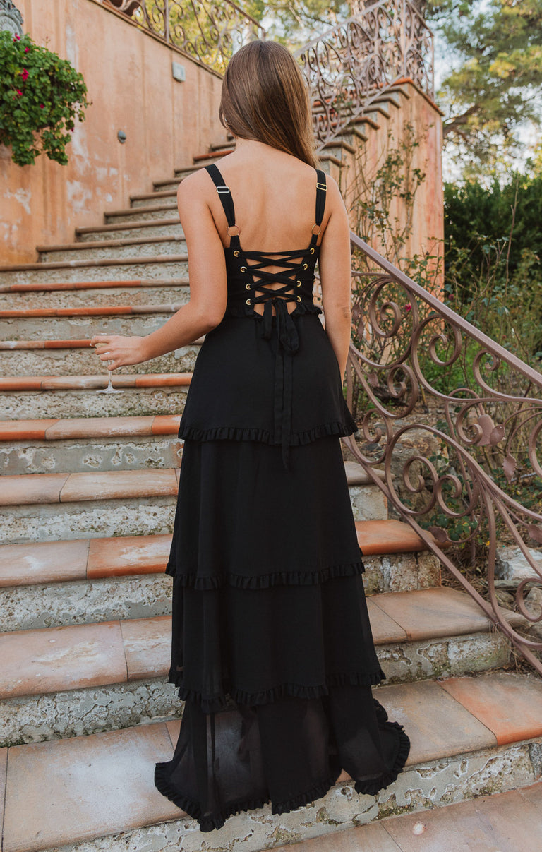 Lady Corset Dress, in Black Chiffon | Show Me Your Mumu | Bridesmaid Dresses & Wedding Attendee Dress Lady Corset Dress, in Black Chiffon | Show Me Your Mumu | Bridesmaid Dresses & Wedding Attendee Dress