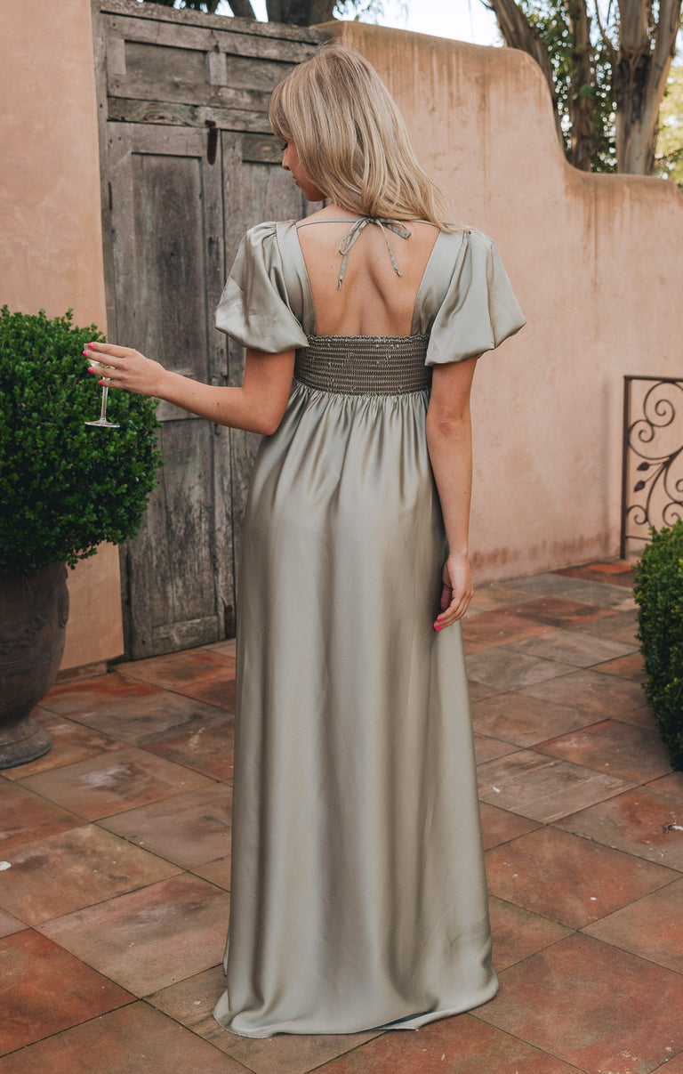 Nora Maxi Dress ~ Moss Green Luxe Satin Show Me Your Mumu Nora Maxi Dress ~ Moss Green Luxe Satin Show Me Your Mumu
