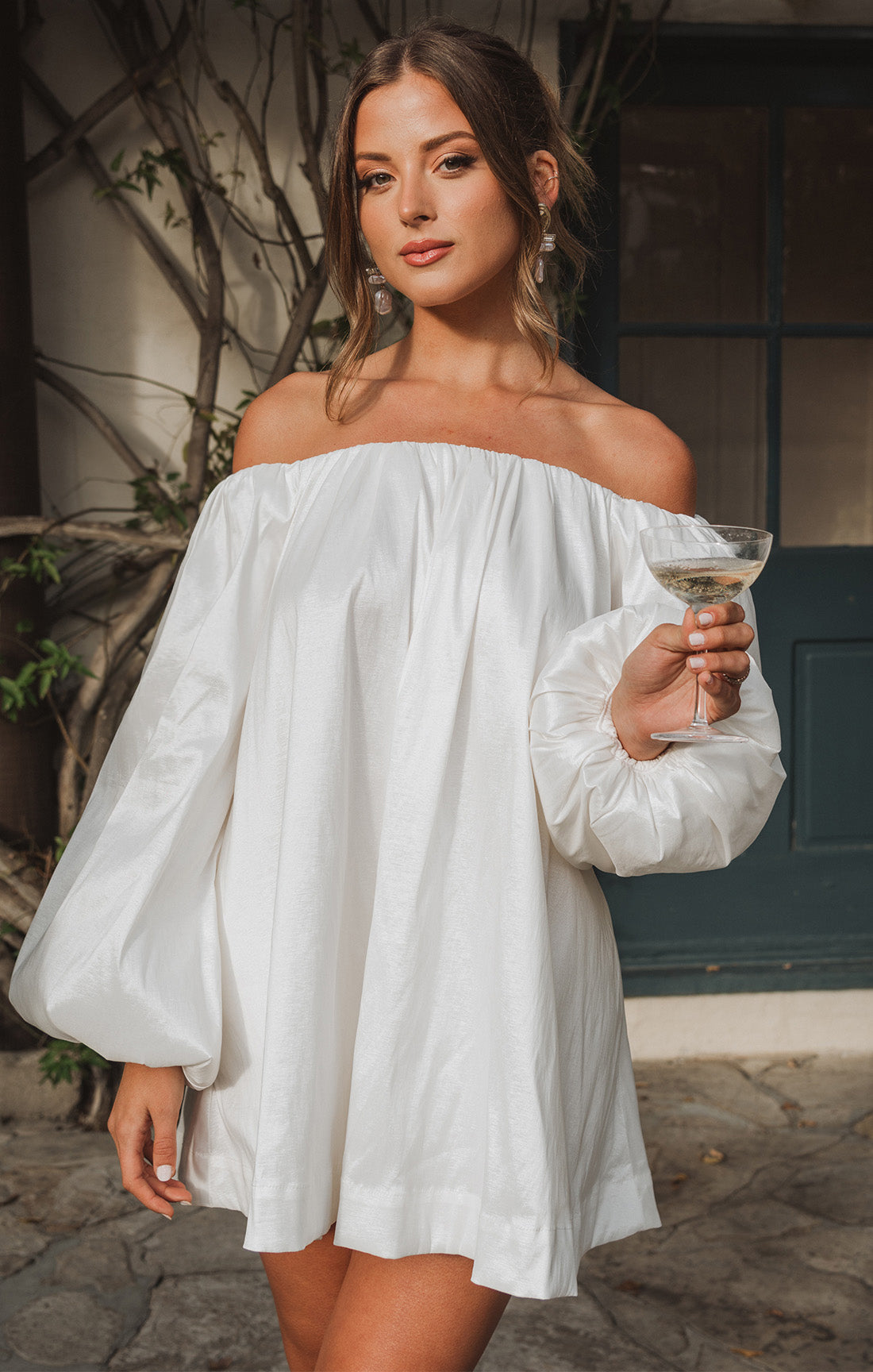 brenna mini dress Brenna Mini Dress, in White Taffeta, Size: XS