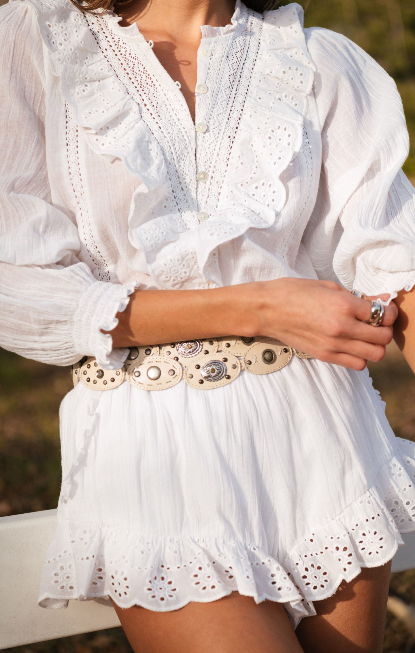 French Blouse, in White Eyelet