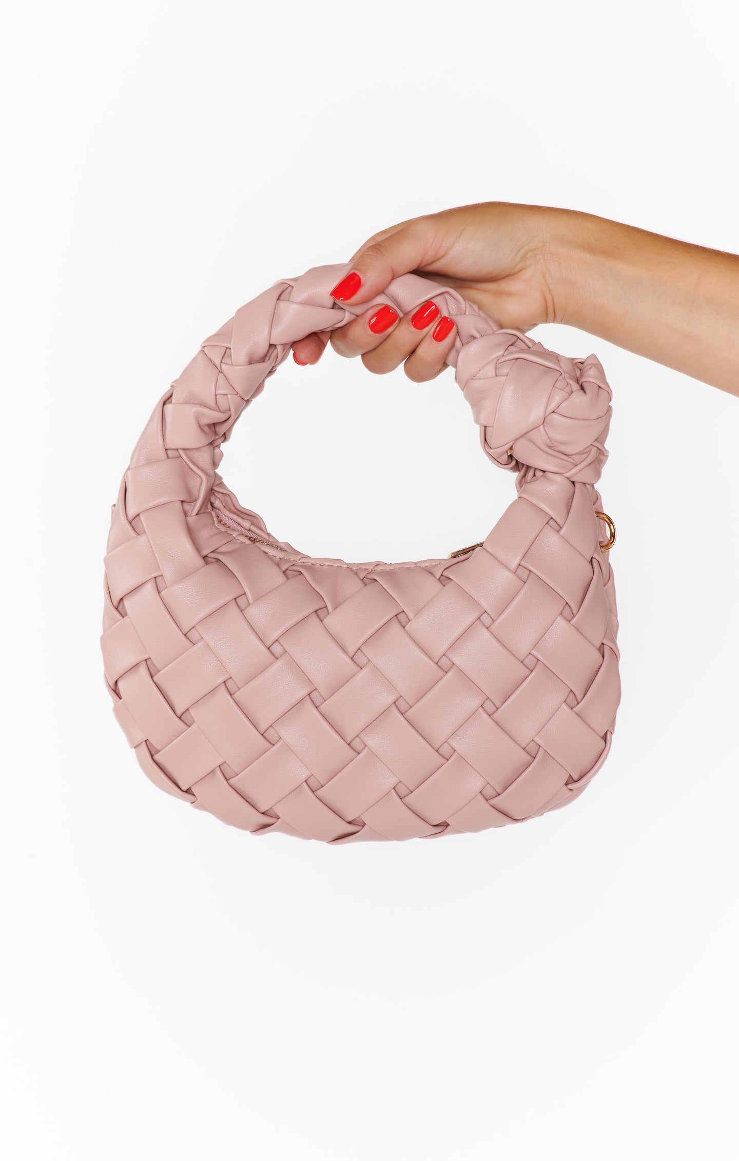 Pink woven bag sale