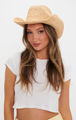 Raffia Cowboy Hat ~ Natural