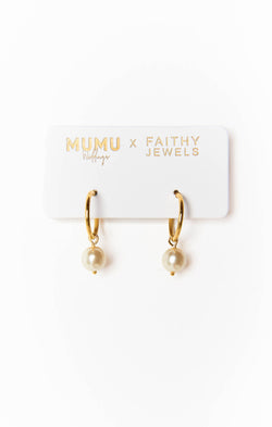 Mumu Weddings x Faithy Jewels Pearl Drop Hoop ~ Gold-Pearl