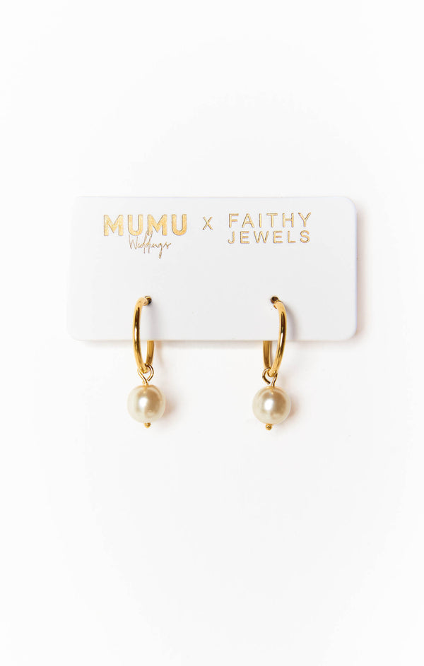 Mumu Weddings x Faithy Jewels Pearl Drop Hoop ~ Gold/Pearl – Show Me ...
