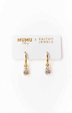 Mumu Weddings x Faithy Jewels Pear Drop Hoop ~ Gold