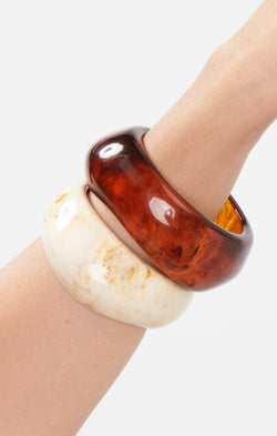 Resin Bangle Set ~ Cream & Brown