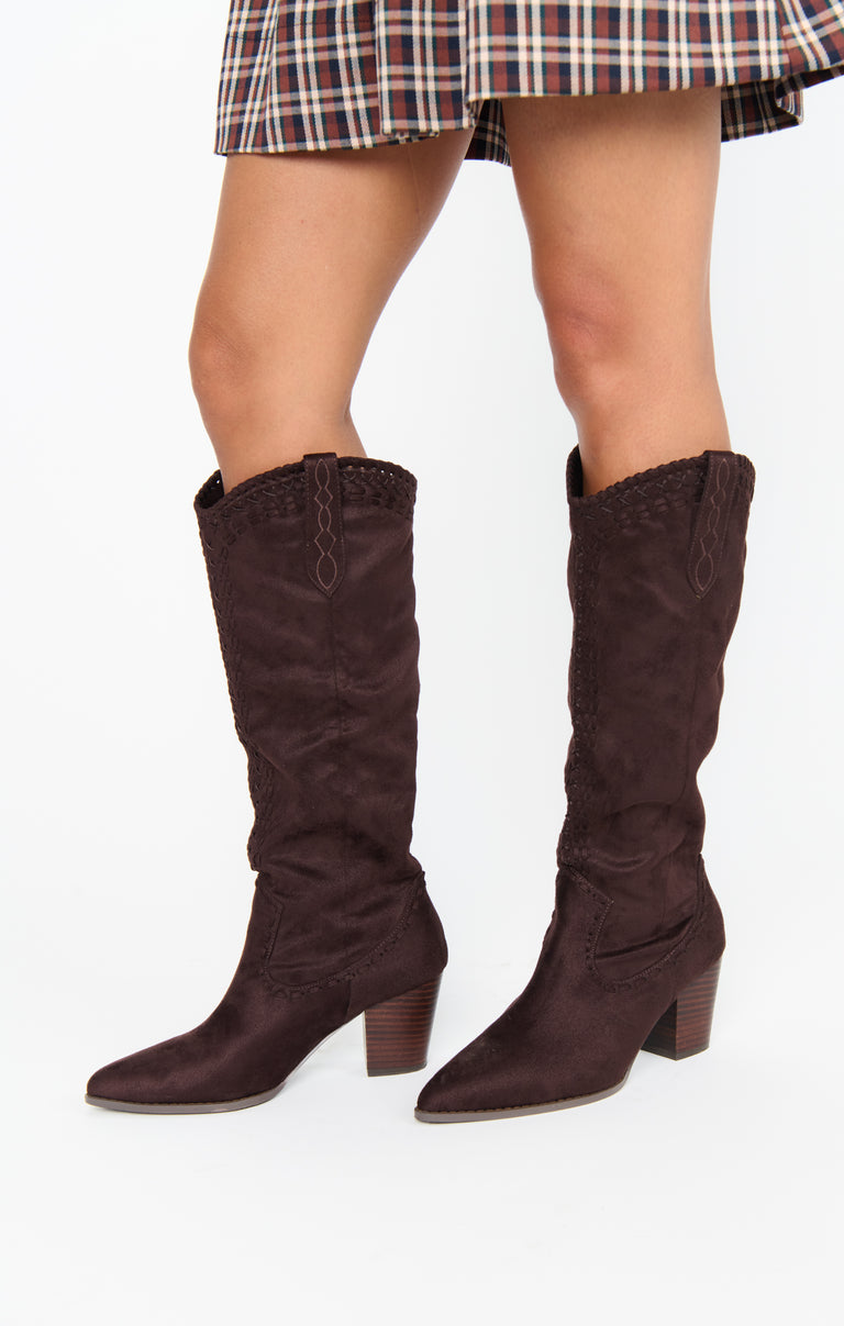 Billini Finley Cowboy Boot ~ Chocolate Suede