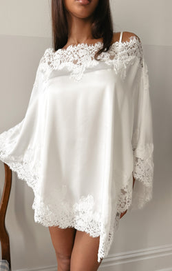 Sydney Poncho Top ~ Ivory Luxe Satin