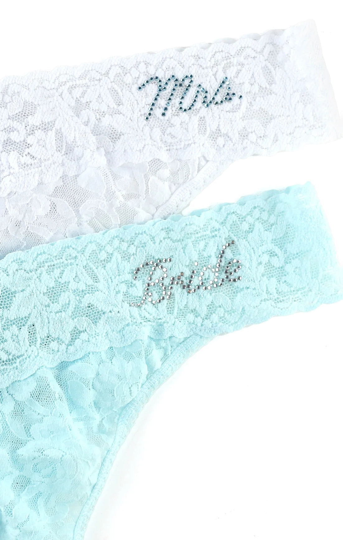 Bride Crystal Signature Lace Low Rise Thong Celeste Blue