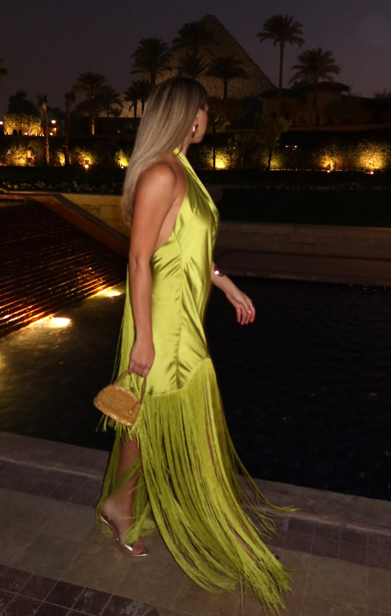 green dress baby Shiny Stripes Plumage Dress main image 0