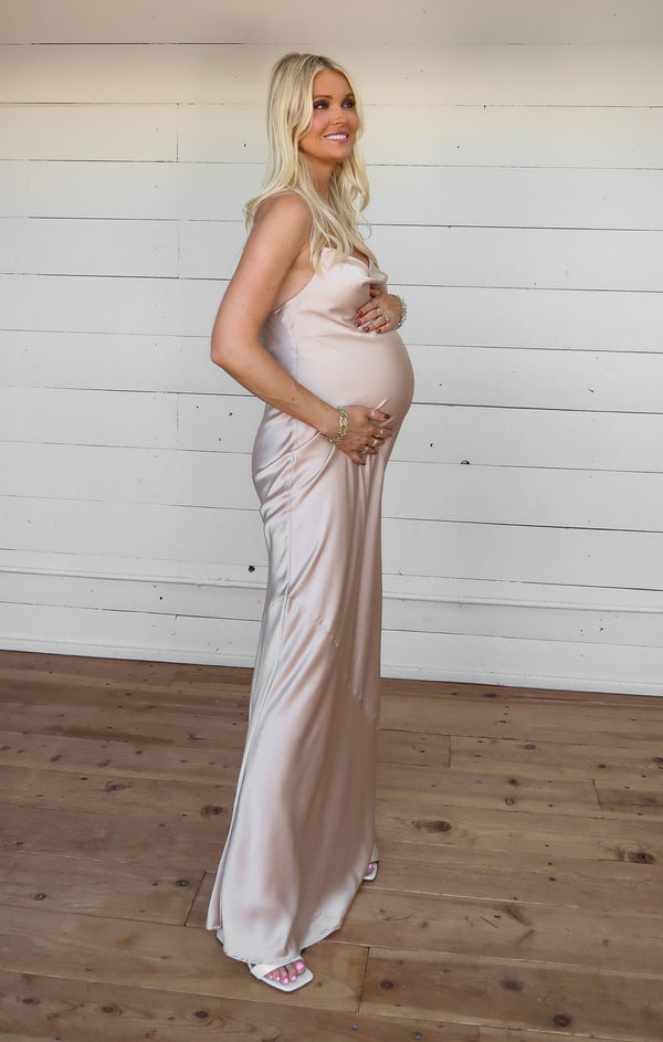 Tuscany Maxi Slip Dress ~ Champagne Luxe Satin – Show Me Your Mumu