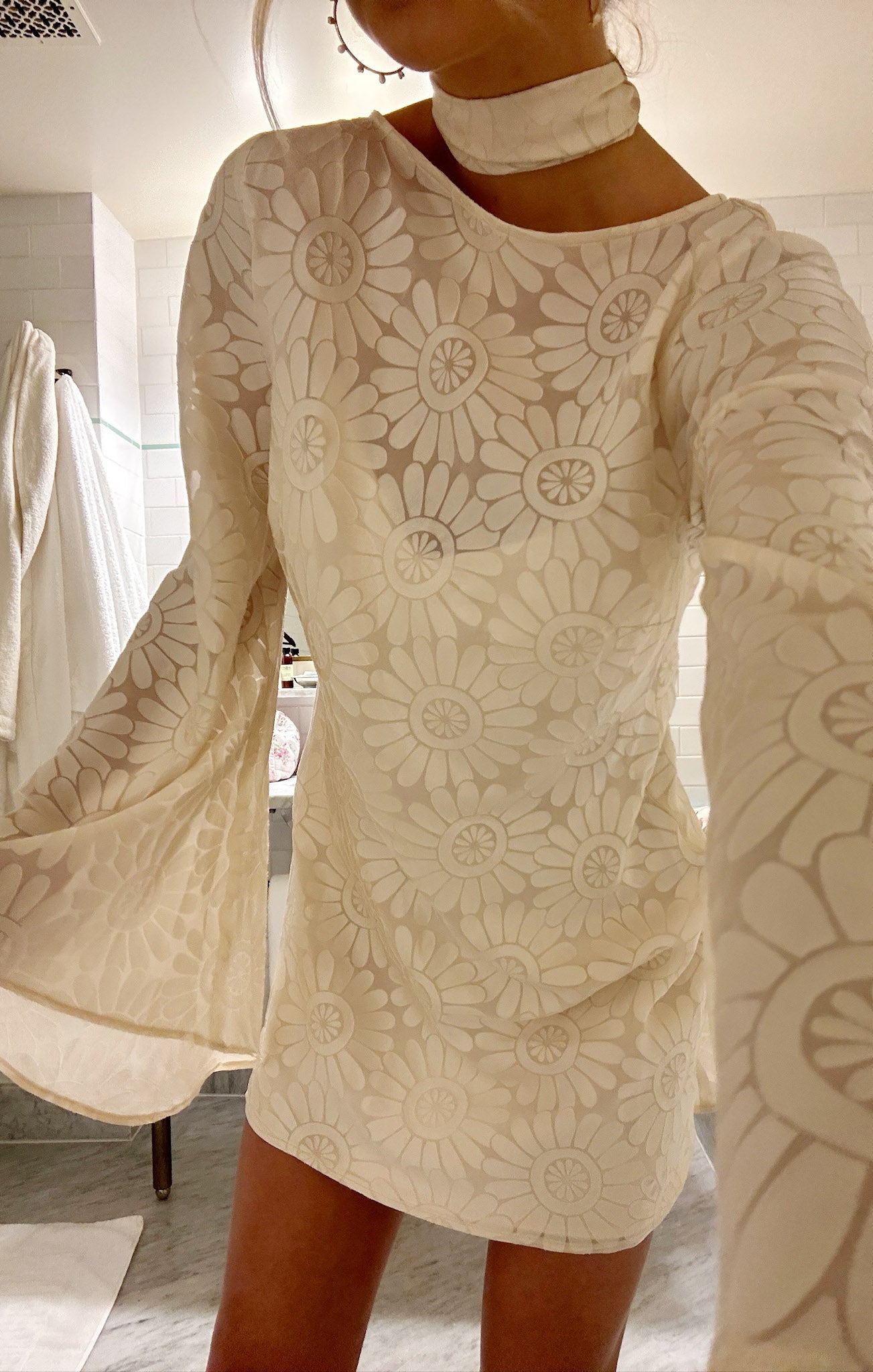 Sarah Mini Dress Cream Daisy Burnout XXS