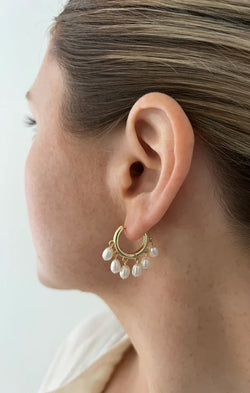 ALV Jewels Eden Pearl Hoops ~ Gold/Pearl