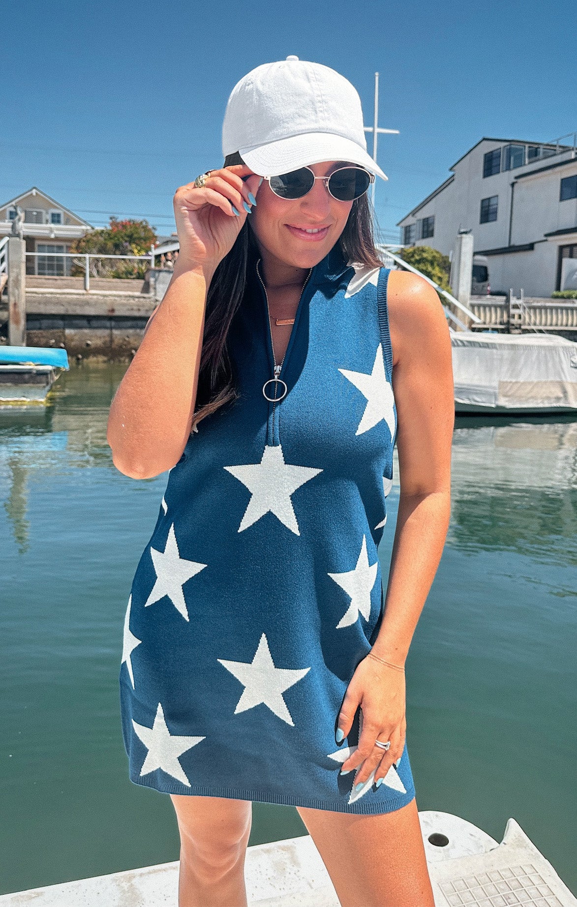 Zoe Zip Dress ~ Navy Stars Knit – Show Me Your Mumu
