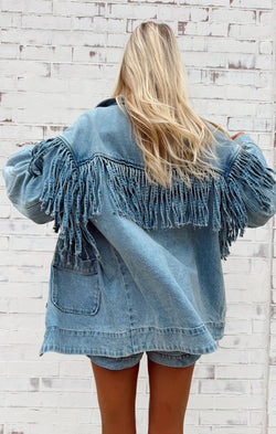 Ojai Fringe Jacket ~ Jet Stream Blue
