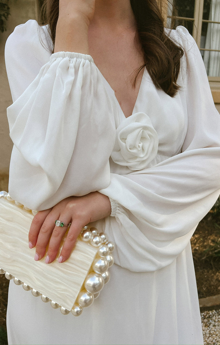 Rosetta Maxi Dress, in White Silky Crepe, Size: Small | Show Me Your Mumu Rosetta Maxi Dress, in White Silky Crepe, Size: Small | Show Me Your Mumu