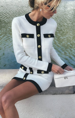 Kit Cardi ~ Cream and Black Knit